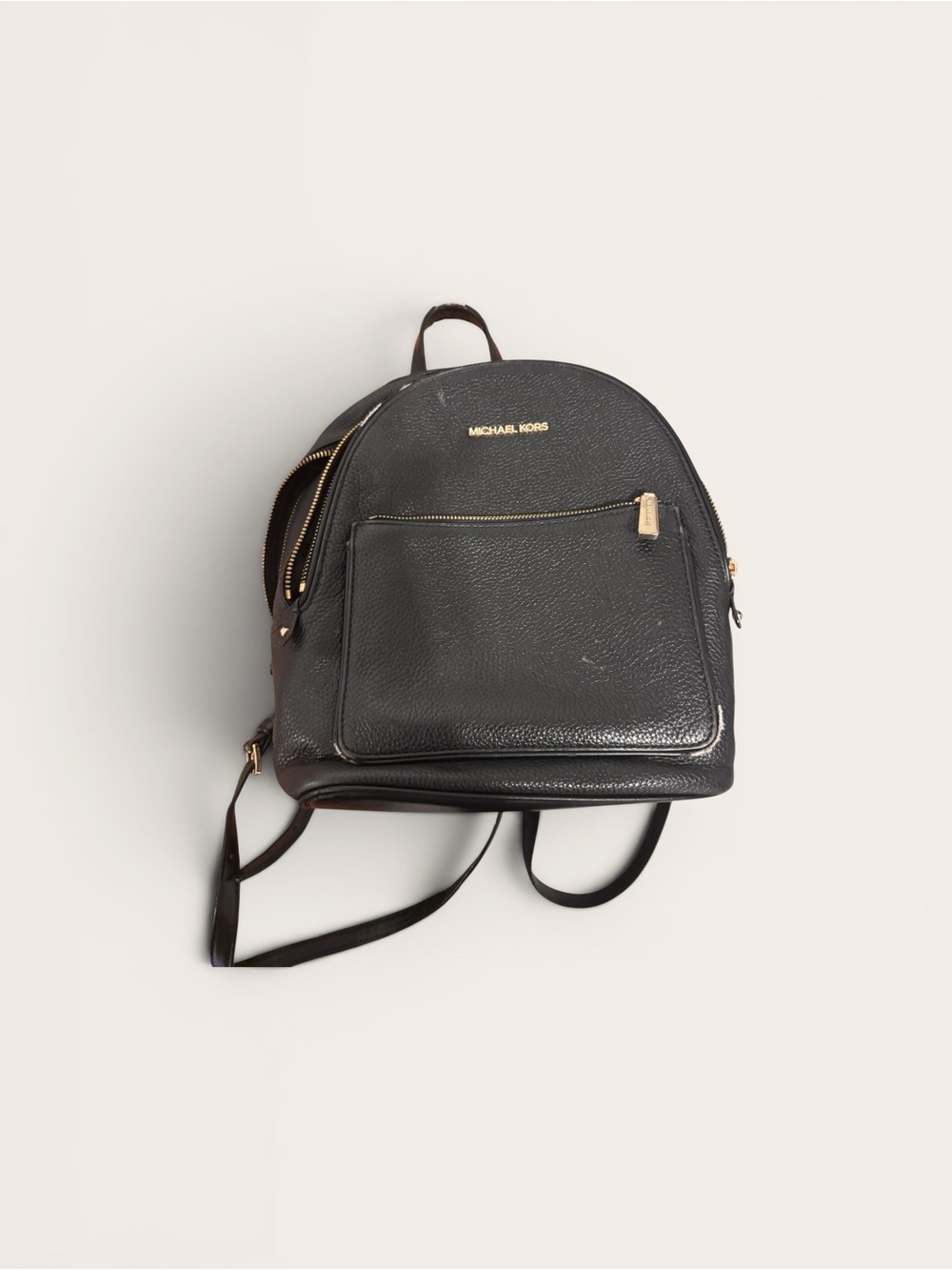 Michael Kors Black Pebbled Leather Mini Backpack with Gold Hardware